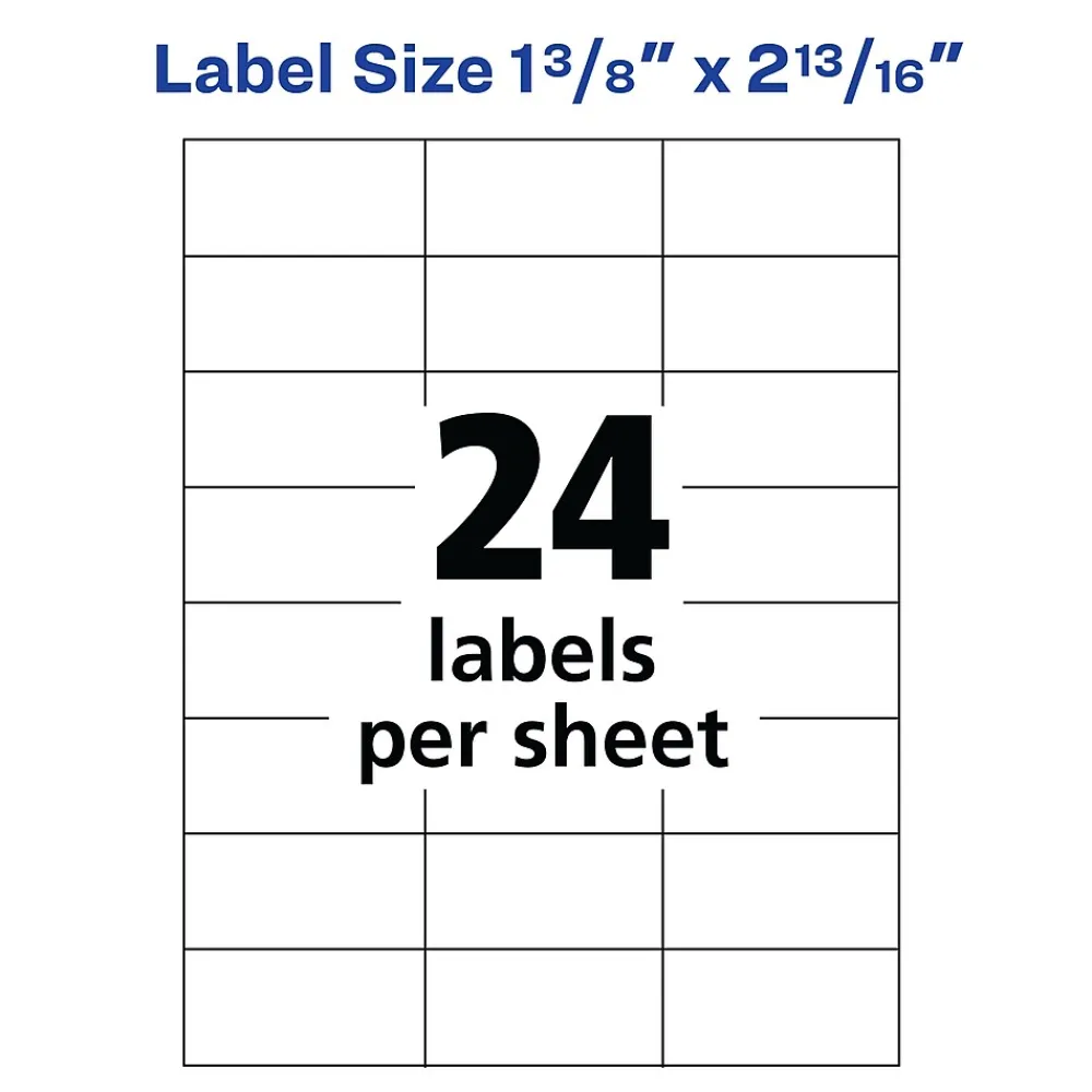 Labels|Avery Copier Address Labels, 1-3/8" x 2-13/16", White, 2,400 Labels/Box (5363)