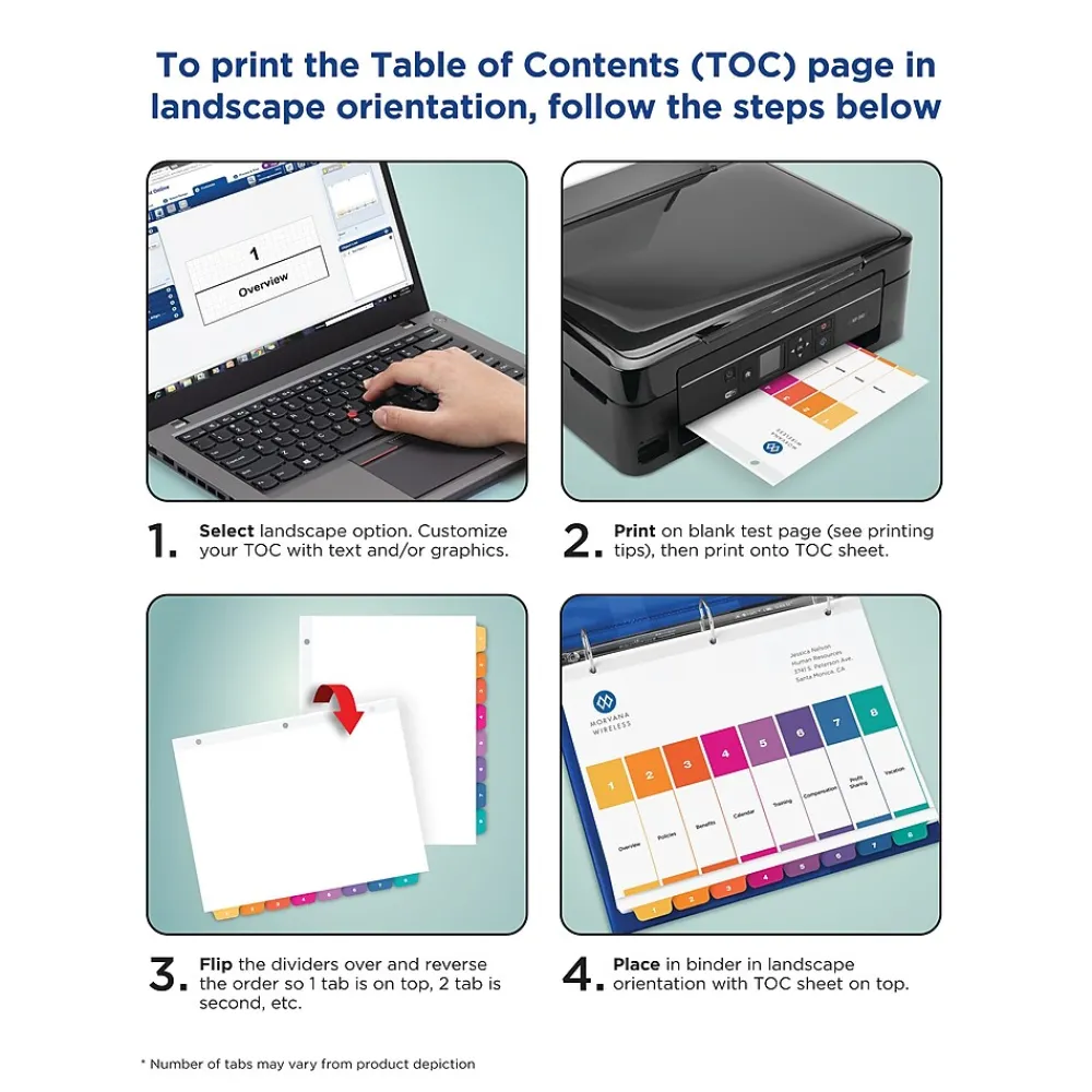 Dividers|Avery Customizable Table Of Contents Ready Index Pre-Printed Paper Divider, 10-Tab, White, 3/Pack (11072)