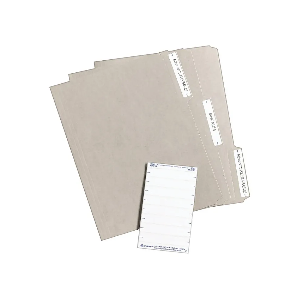 Labels|Avery Easy Peel Laser/Inkjet File Folder Labels, 2/3" x 3-7/16", , 252 Labels/Pack (5202) White