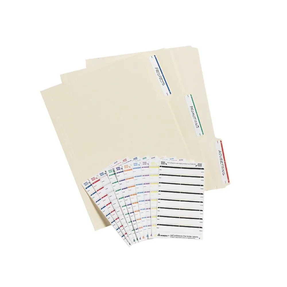 Labels|Avery Easy Peel Laser/Inkjet File Folder Labels, 2/3" x 3-7/16", , 252 Labels/Pack (5202) White
