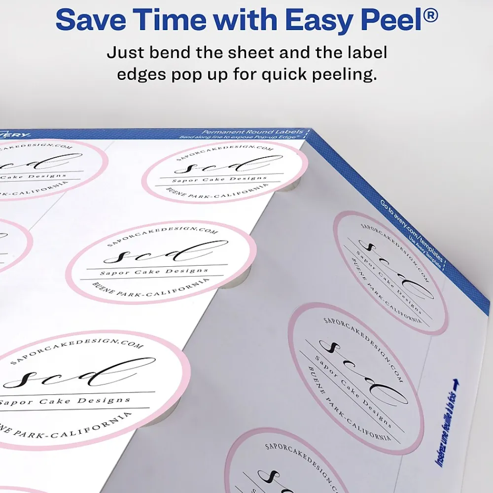 Labels|Avery Easy Peel Laser/Inkjet Round Labels, 3/4" Diameter, White, 80 Labels/Sheet, 10 Sheets/Pack, 800 Labels/Pack (4221)