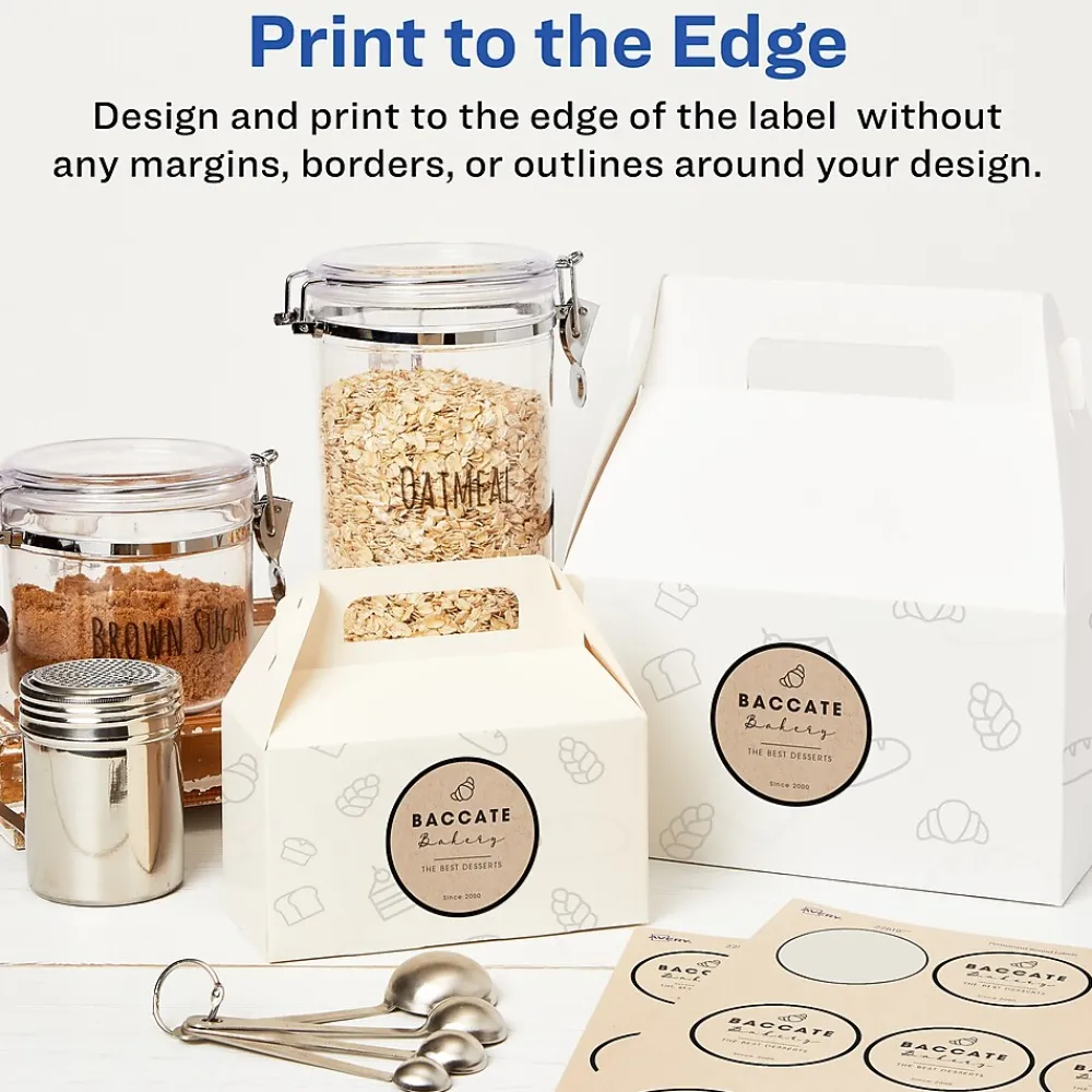 Labels|Avery Easy Peel Laser/Inkjet Round Labels, 2 1/2" Dia, Kraft Brown, 225 Labels/Pack (22808)