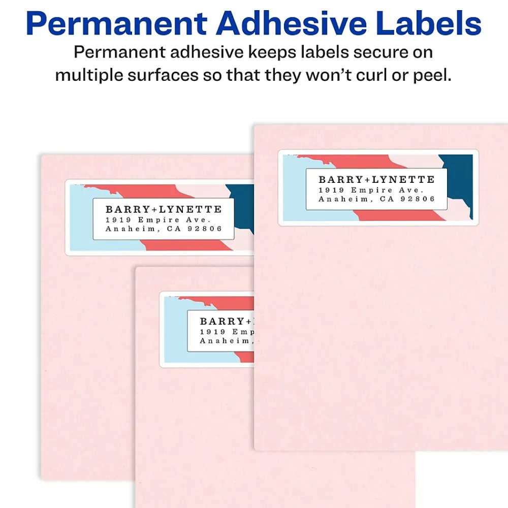 Labels|Avery Easy Peel Laser/Inkjet Address Labels, 1" x 2-5/8", White, 300 Labels/Pack (18660)