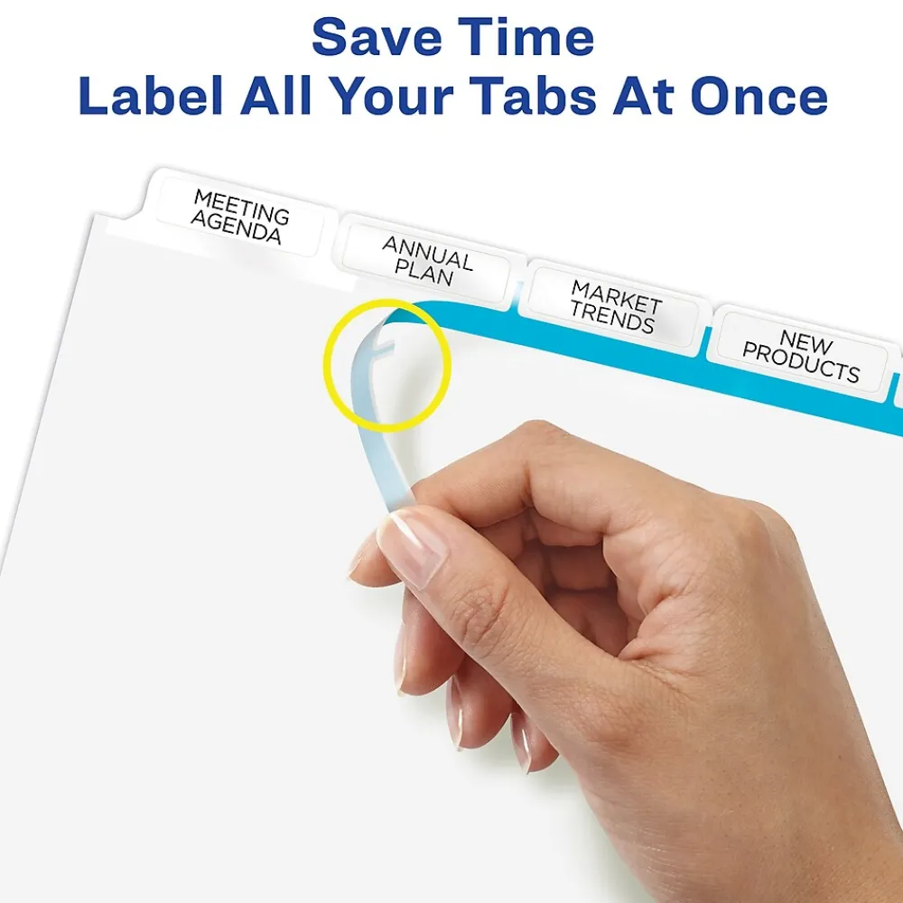 Dividers|Avery Index Maker Big Tab Paper Dividers with Print & Apply Label Sheets, 5 Tabs, White (11490)