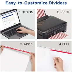 Dividers|Avery Index Maker EcoFriendly Paper Dividers with Print & Apply Label Sheets, 8 Tab, White, 5 Sets/Pack (11581)