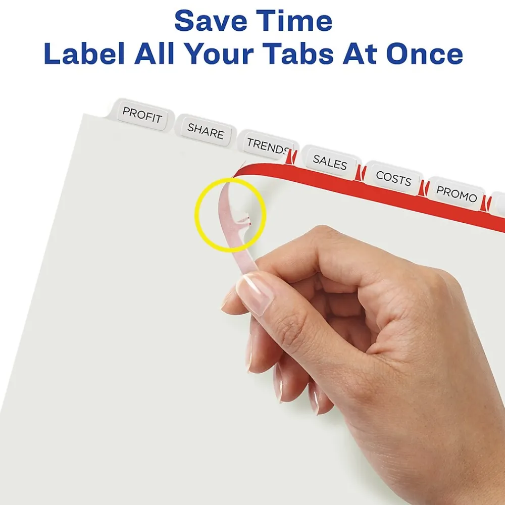 Dividers|Avery Index Maker Paper Dividers with Print & Apply Label Sheets, 8 Tabs, White, 5 Sets/Pack (11437)