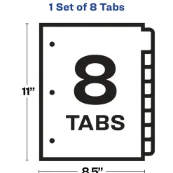 Dividers|Avery Index Maker Paper Dividers with Print & Apply Label Sheets, 8 Tabs, White (11417)