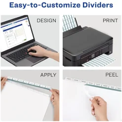 Dividers|Avery Index Maker Paper Dividers with Print & Apply Label Sheets, 12 Tabs, White, 5 Sets/Pack (11429)