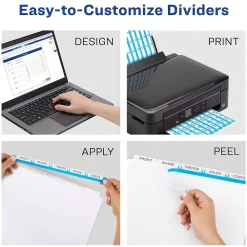 Dividers|Avery Index Maker Plastic Dividers with Print & Apply Label Sheets, 5 Tabs, Frosted White (11449)