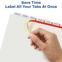 Dividers|Avery Index Maker Plastic Dividers with Print & Apply Label Sheets, 5 Tabs, Frosted White, 5 Sets/Pack (12450)