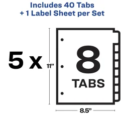 Dividers|Avery Index Maker Plastic Dividers with Print & Apply Label Sheets, 5 Tabs, Frosted White, 5 Sets/Pack (12450)