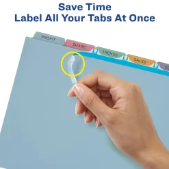 Dividers|Avery Index Maker Print & Apply Label Plastic Dividers, 5-Tab, Translucent Multicolor (11452)