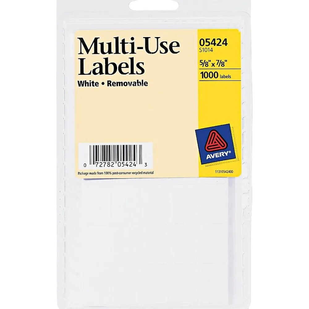 Labels|Avery Labels, 5/8" x 7/8", White, 1,050 Labels/Pack (5424)