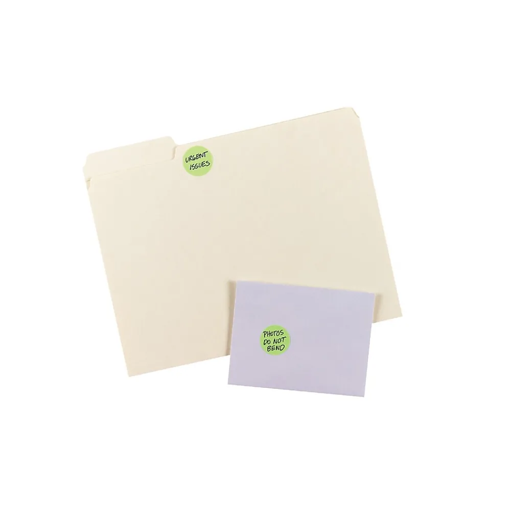 Labels|Avery Laser Color Coding Labels, 1 1/4" Dia., Neon Green, 8/Sheet, 50 Sheets/Pack (5498)