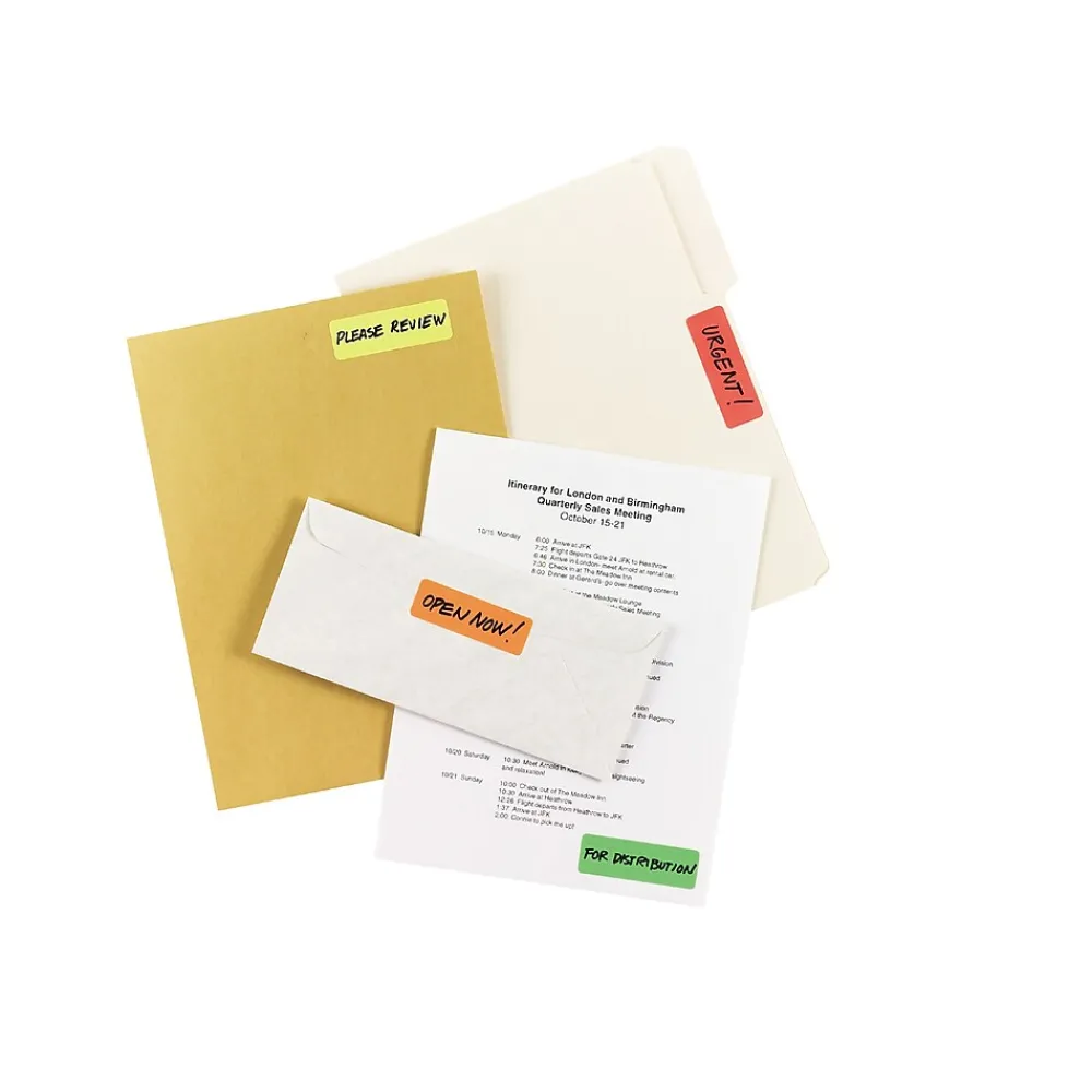 Labels|Avery Laser Color Coding Labels on 4" x 6" Sheets, 1" x 3", Assorted Colors, 200 Labels/Pack (5481)