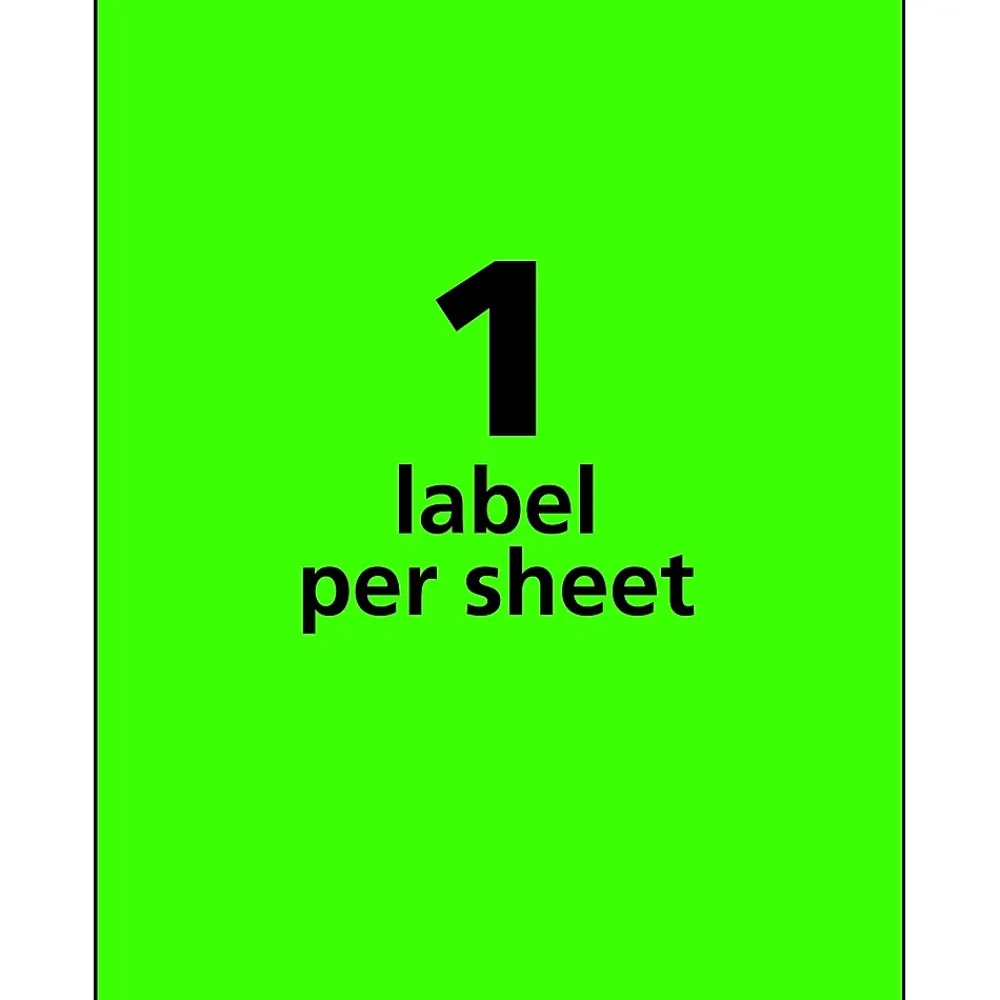Labels|Avery Laser Shipping Labels, 8-1/2" x 11", Neon Green, 100 Labels/Box (5940)