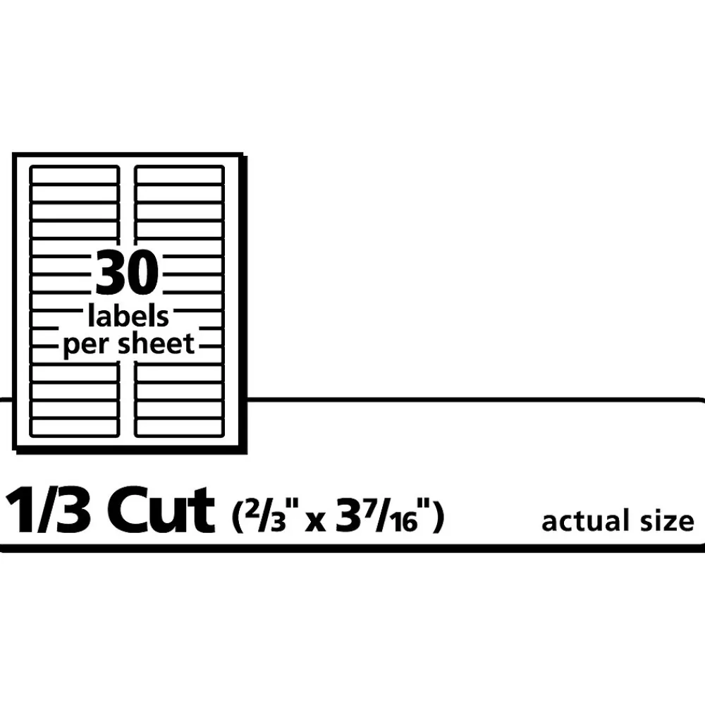 Labels|Avery Laser/Inkjet File Folder Labels, 2/3" x 3 7/16", White, 30/Sheet, 60 Sheets/Pack (75366)