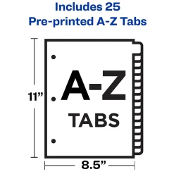 Dividers|Avery Leather Style Pre-Printed A - Z Paper Dividers, Buff with Black Tabs (25180)