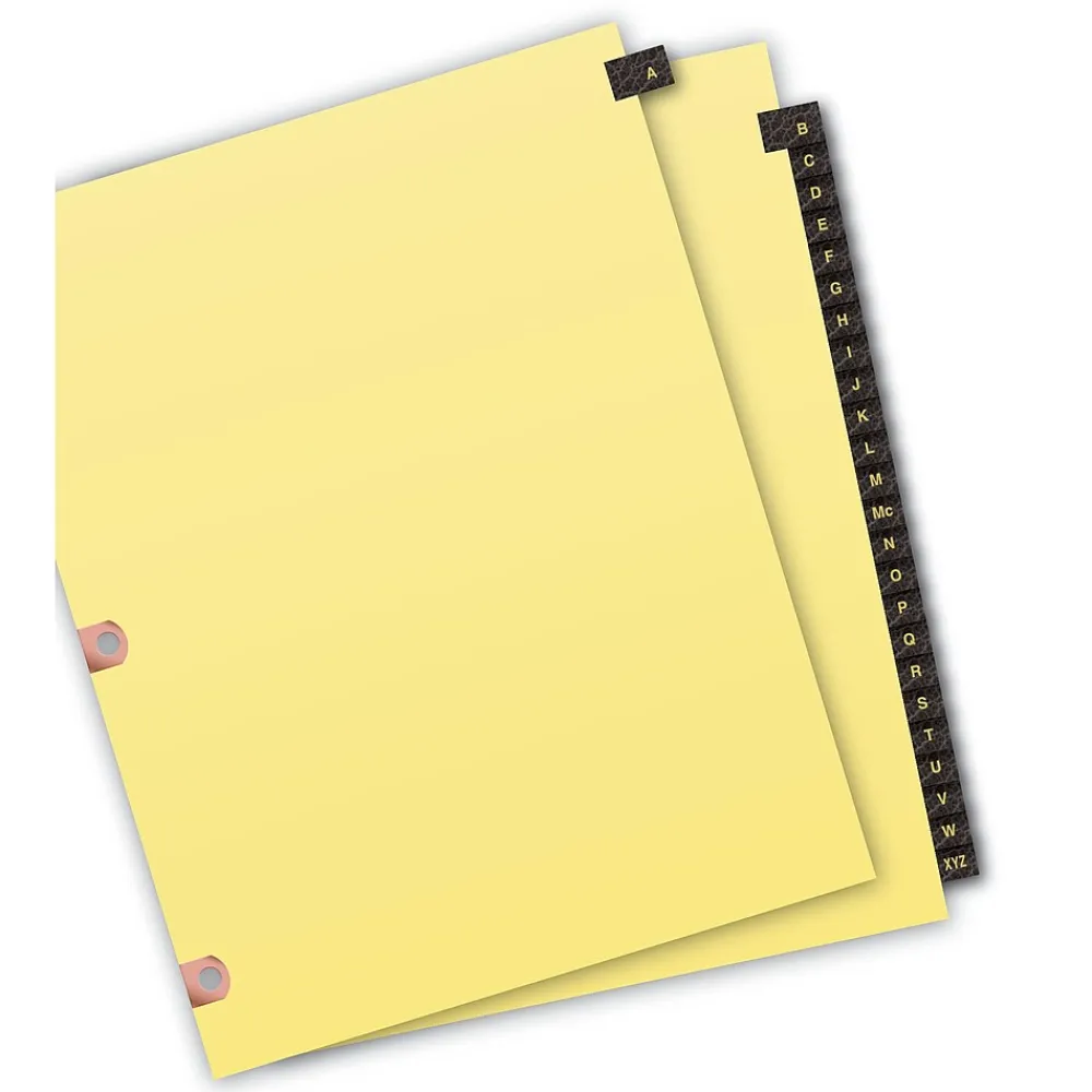 Dividers|Avery Leather Style Pre-Printed A - Z Paper Dividers, Buff with Black Tabs (25180)