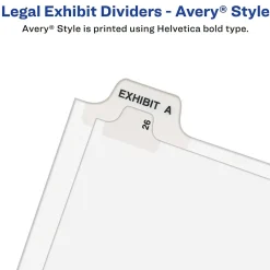 Dividers|Avery Legal Pre-Printed Paper Dividers, Bottom Tab EXHIBIT A, White, Style, Letter Size, 25/Pack (11940)