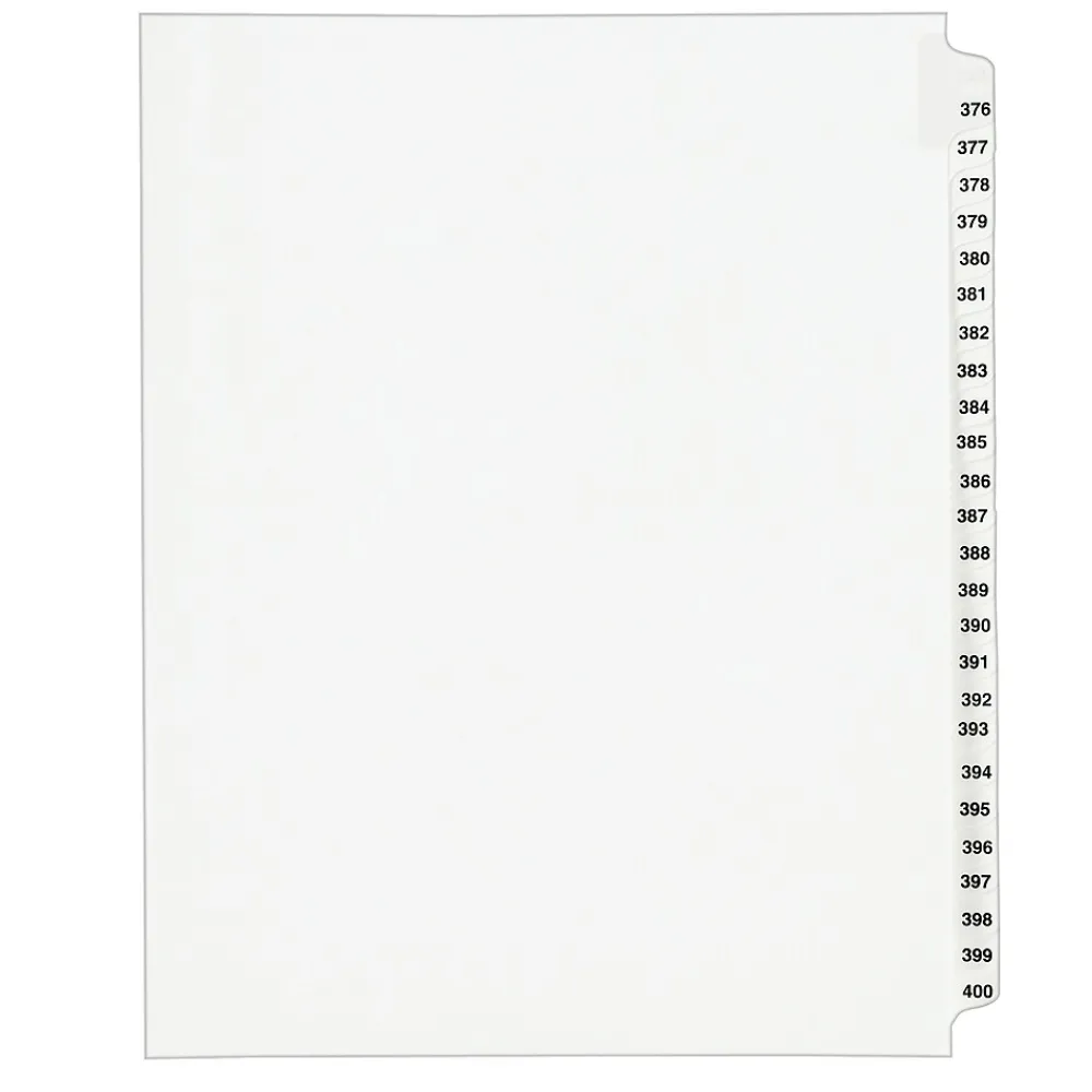 Dividers|Avery Legal Pre-Printed Paper Divider Collated Set, 376-400 Tabs, White, Style, Letter Size (01345)