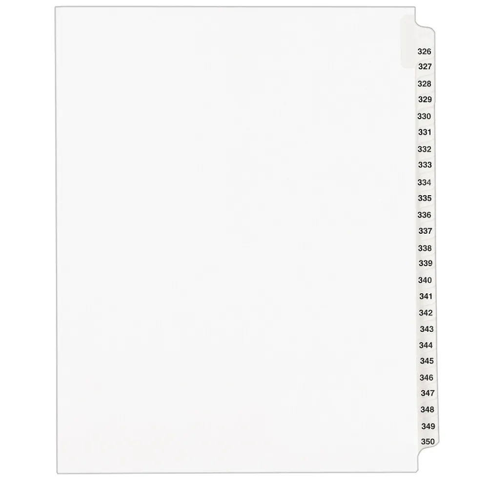 Dividers|Avery Legal Pre-Printed Paper Divider Collated Set, 326-350 Tabs, White, Style, Letter Size (01343)
