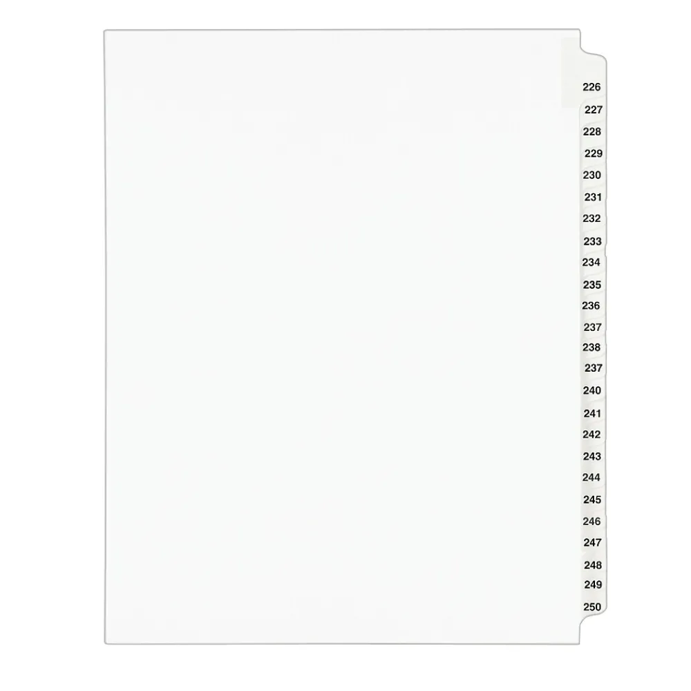 Dividers|Avery Legal Pre-Printed Paper Divider Collated Set, 226-250 Tabs, White, Style, Letter Size (01339)