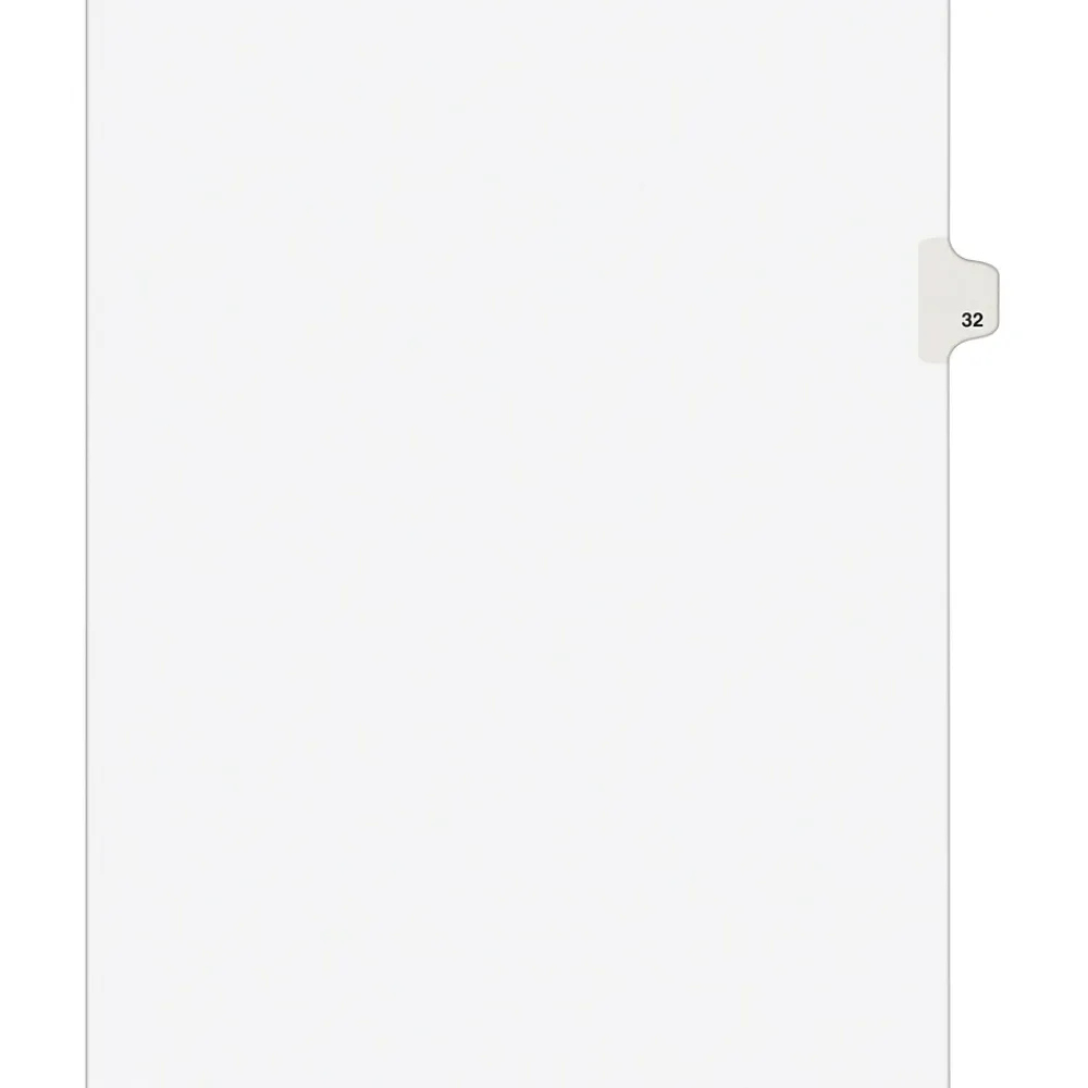 Dividers|Avery Legal Pre-Printed Paper Dividers, Side Tab #32, White, Style, Letter Size, 25/Pack (01032)