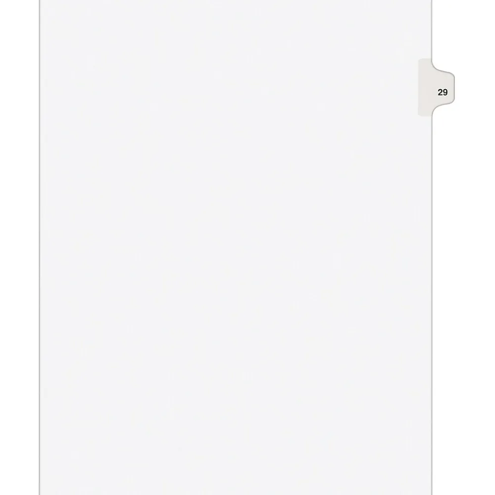 Dividers|Avery Legal Pre-Printed Paper Dividers, Side Tab #29, White, Style, Letter Size, 25/Pack (01029)
