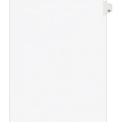Dividers|Avery Legal Pre-Printed Paper Dividers, Side Tab #26, White, Style, Letter Size, 25/Pack (01026)