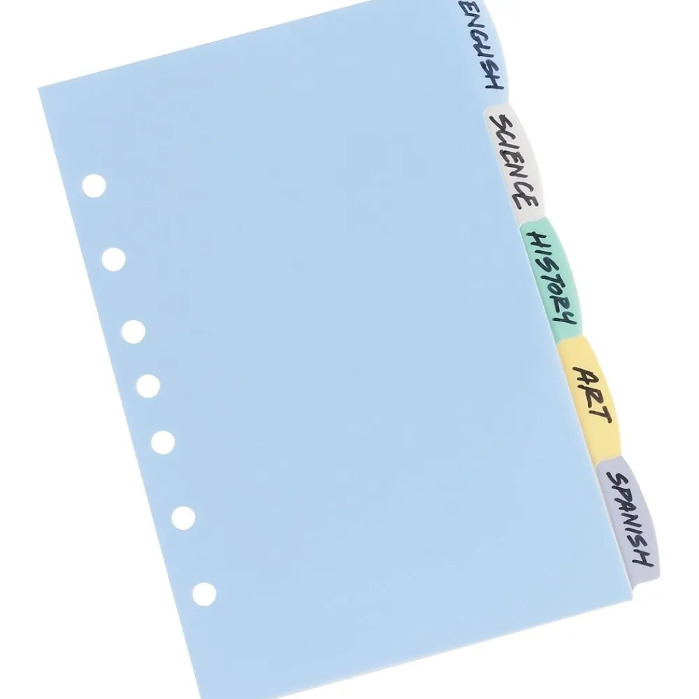 Dividers|Avery Mini Write & Erase Plastic Blank Dividers, 5-Tab, Assorted Colors, 5/Pack (16180)