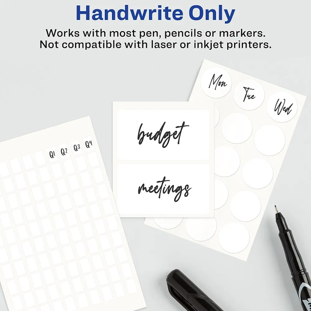 Labels|Avery Multipurpose Labels, 3/8" x 5/8", White, Non-Printable, 1,008 Labels/Pack (5414)
