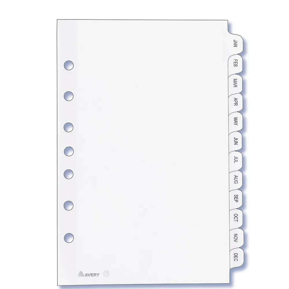 Dividers|Avery Pre-Printed Mini Paper Dividers, Jan-Dec Tabs, White (11315)