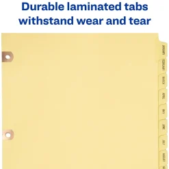 Dividers|Avery Pre-Printed Paper Dividers with Laminated Tabs, A-Z Tabs, Buff, Copper Reinforced (24280)