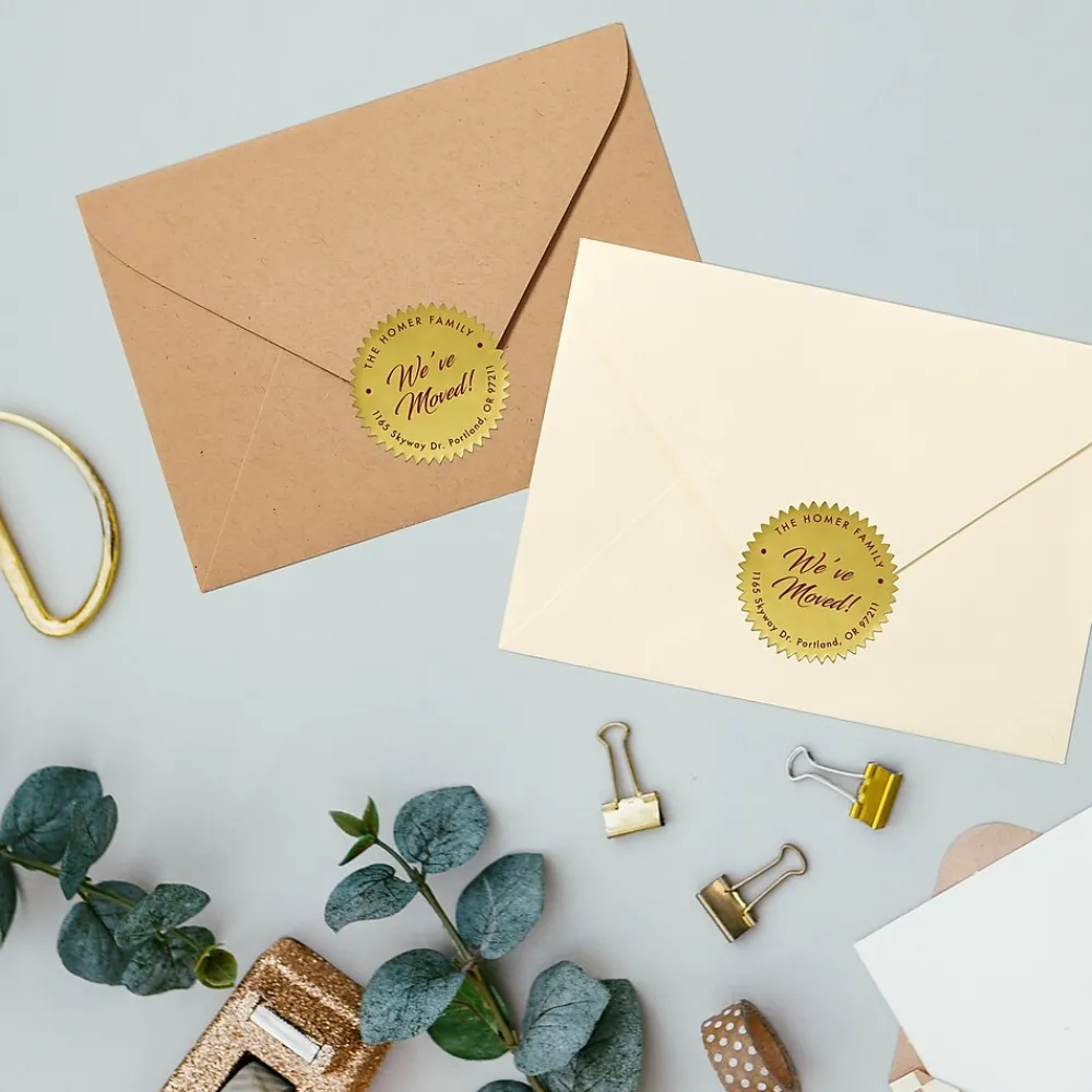 Labels|Avery Printable Inkjet Notary Seal Labels, 2" Dia, Gold Foil, 44 Seals/Pack (5868)
