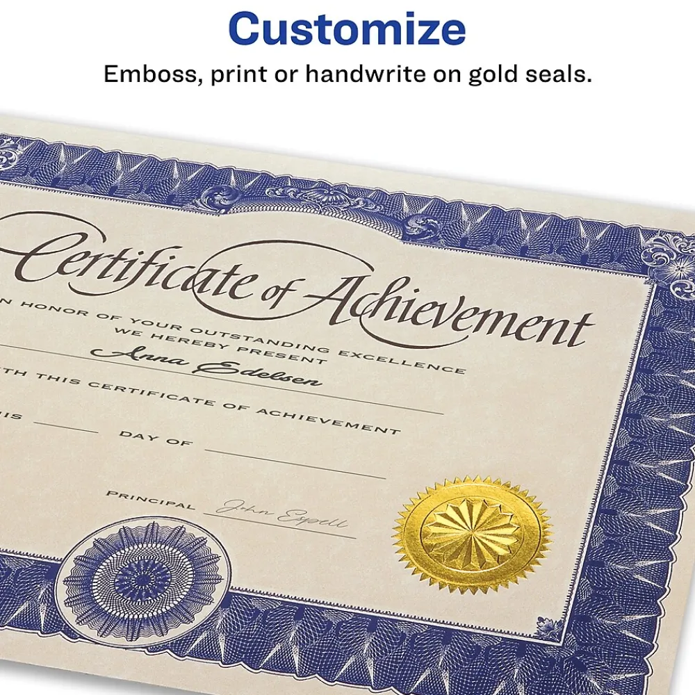 Labels|Avery Printable Inkjet Notary Seal Labels, 2" Dia, Gold Foil, 44 Seals/Pack (5868)
