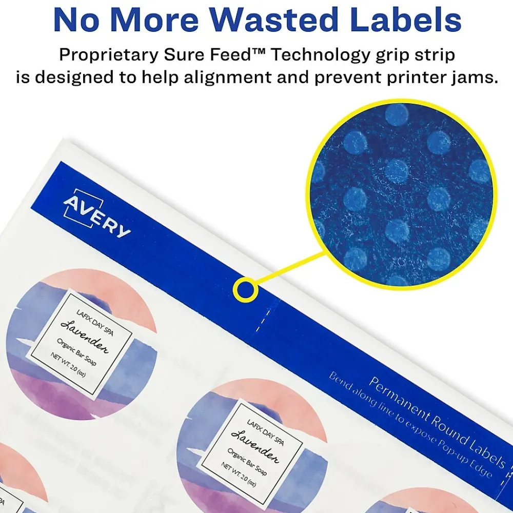 Labels|Avery Print-to-the-Edge Laser/Inkjet Square Labels, 2" x 2", Glossy White, 120 Labels/Pack (22565)
