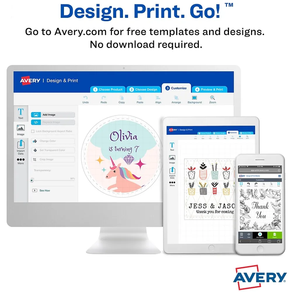 Labels|Avery Print-to-the-Edge Laser/Inkjet Square Labels, 2" x 2", Glossy White, 120 Labels/Pack (22565)