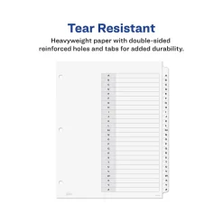 Dividers|Avery Ready Index Customizable Table of Contents A-Z Tab Dividers, White Tabs, 6 Sets (11829)
