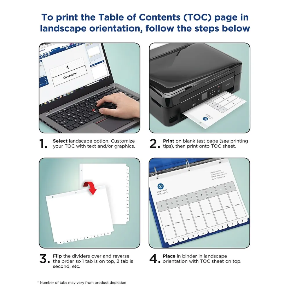Dividers|Avery Ready Index Customizable Table Of Contents Preprinted Paper Dividers, 15-Tab, White, 3 Sets/Pack (11079)