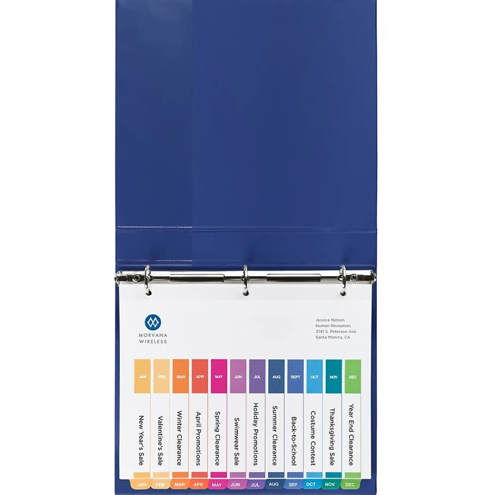 Dividers|Avery Ready Index Table of Contents Pre-Printed Monthly Paper Divider, Jan-Dec, Multicolor, 6 Sets (11830)