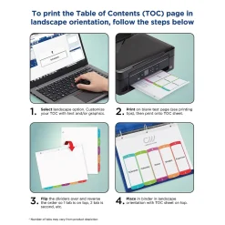 Dividers|Avery Ready Index Table of Contents Paper Dividers, 1-12 Tabs, Contemporary Multicolor (11847)