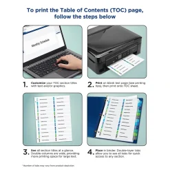 Dividers|Avery Ready Index Table of Contents Double Column Paper Dividers, 1-24 Tabs, Multicolor (11321)