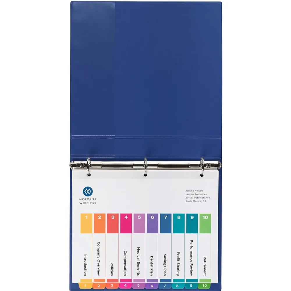 Dividers|Avery Ready Index Table of Contents EcoFriendly Paper Dividers, 1-5 Tabs, Multicolor, 3 Sets/Pack (11080)