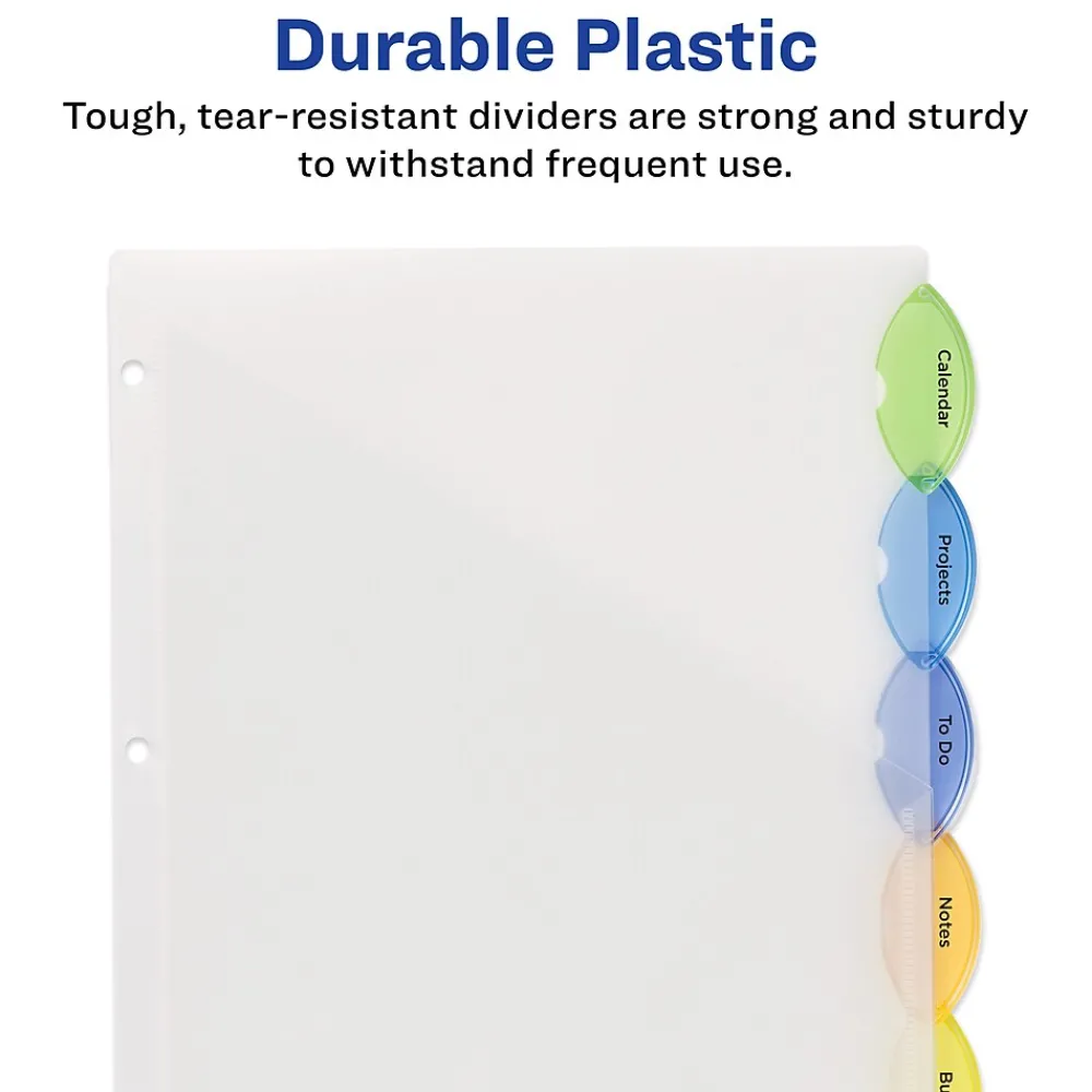 Dividers|Avery Style Edge Insertable Plastic Dividers with Pocket, 5 Tabs, Multicolor (11292)