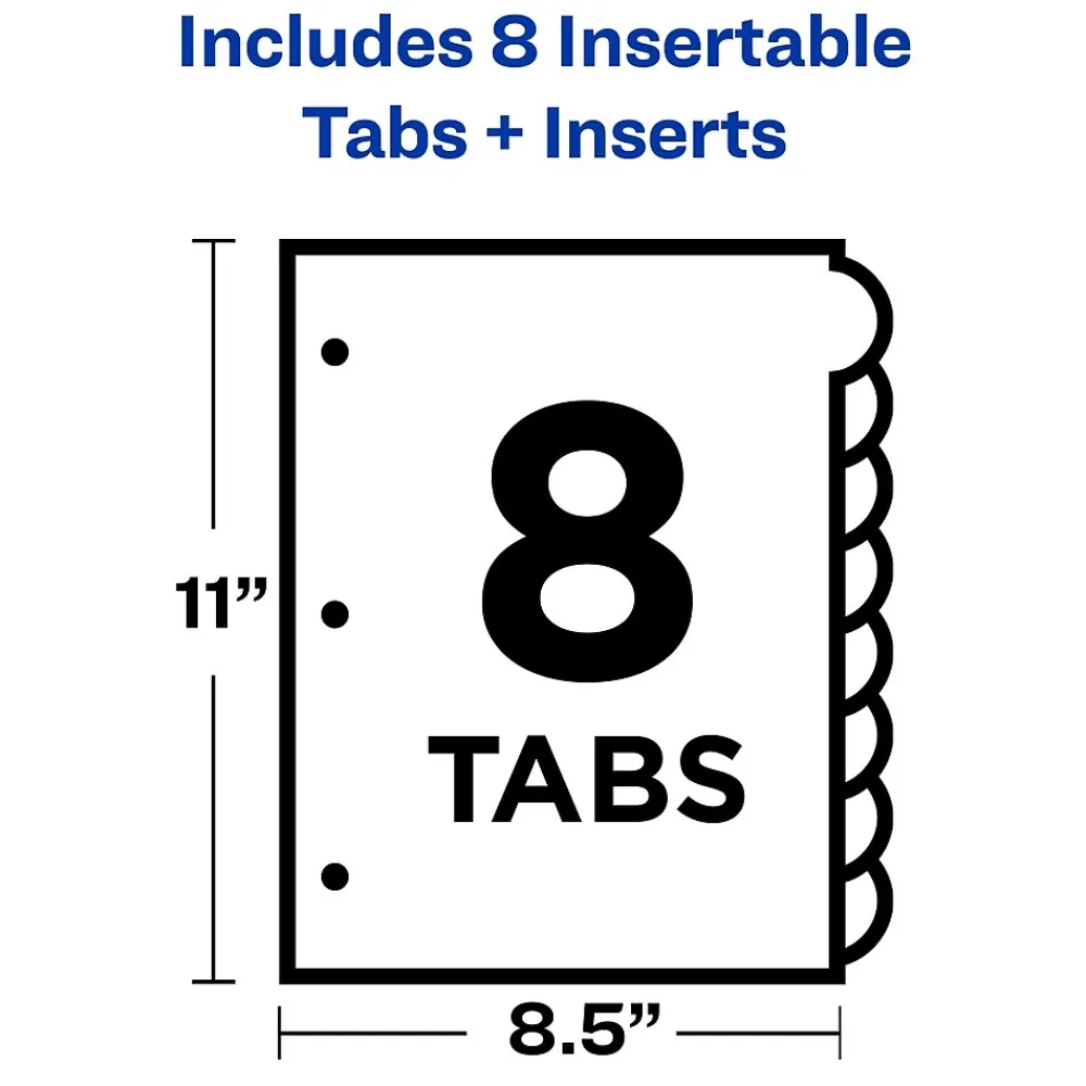 Dividers|Avery Style Edge Insertable Plastic Dividers, 8 Tab, Multicolor (11201)