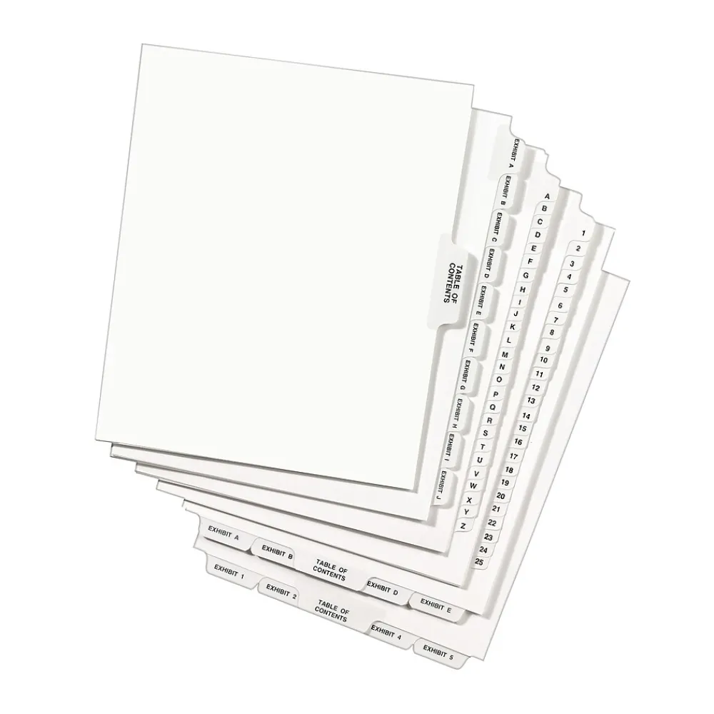 Dividers|Avery Style Pre-Printed Divider, #49-Tab, White, 25/Pack (01049)