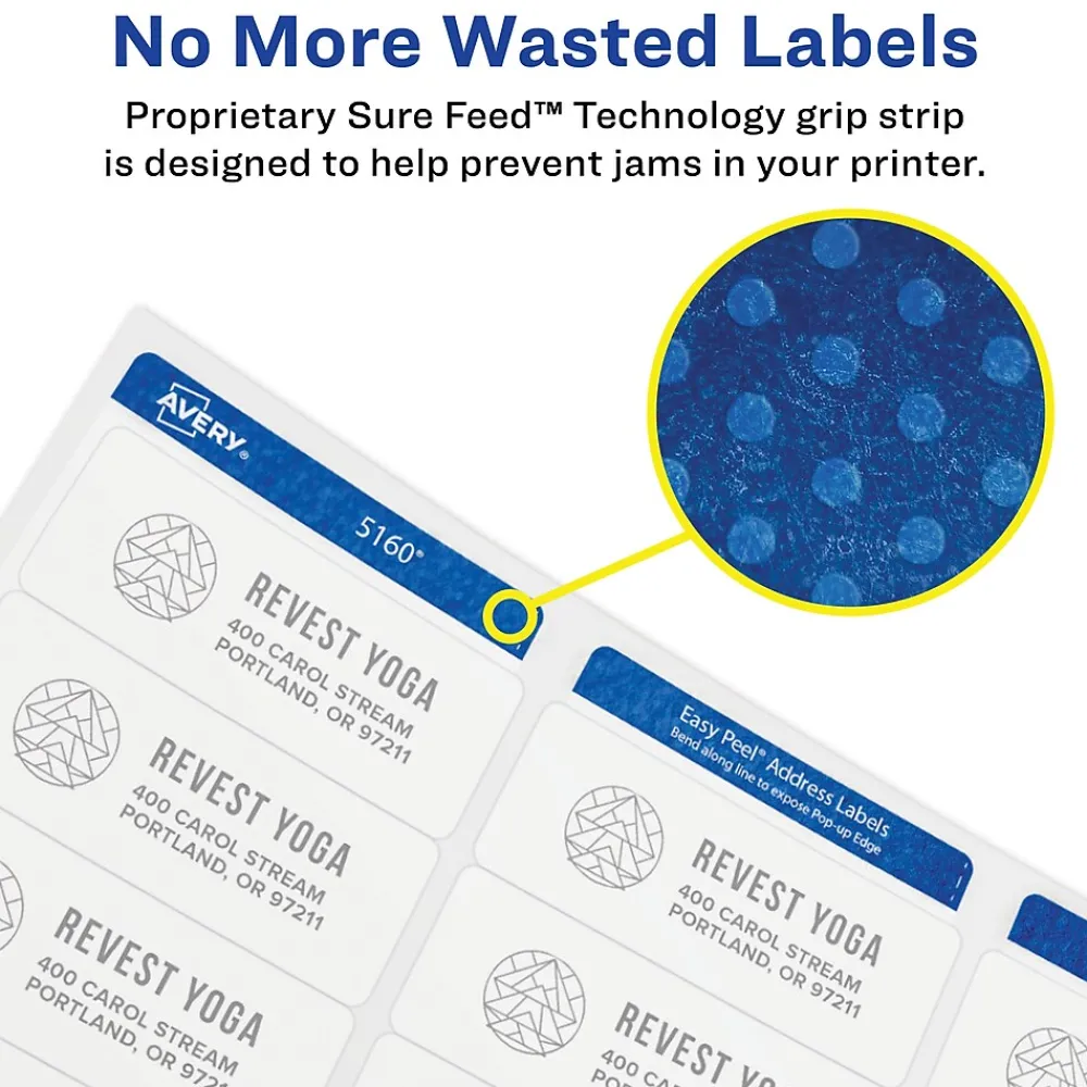 Labels|Avery Sure Feed Laser Round Labels, 1-2/3" Dia, White, 600 Labels/Pack (5293)