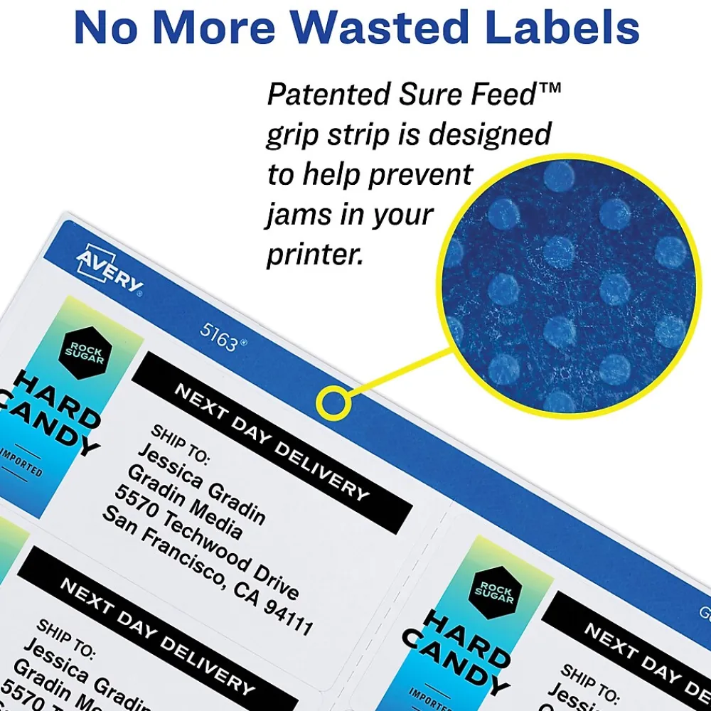 Labels|Avery Sure Feed Laser/Inkjet ID Labels, 1" x 2-5/8", White, 750 Labels/Pack (6460)