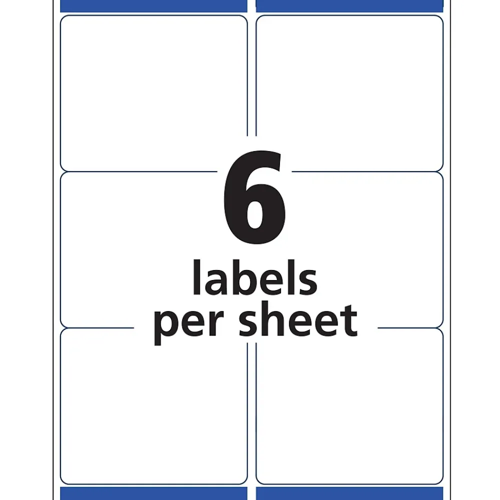 Labels|Avery Sure Feed Laser/Inkjet ID Labels, 3-1/3" x 4", White, 150 Labels/Pack (6464)